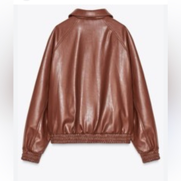 Zara woman’s Chocolate Leather Jacket - Picture 9 of 12